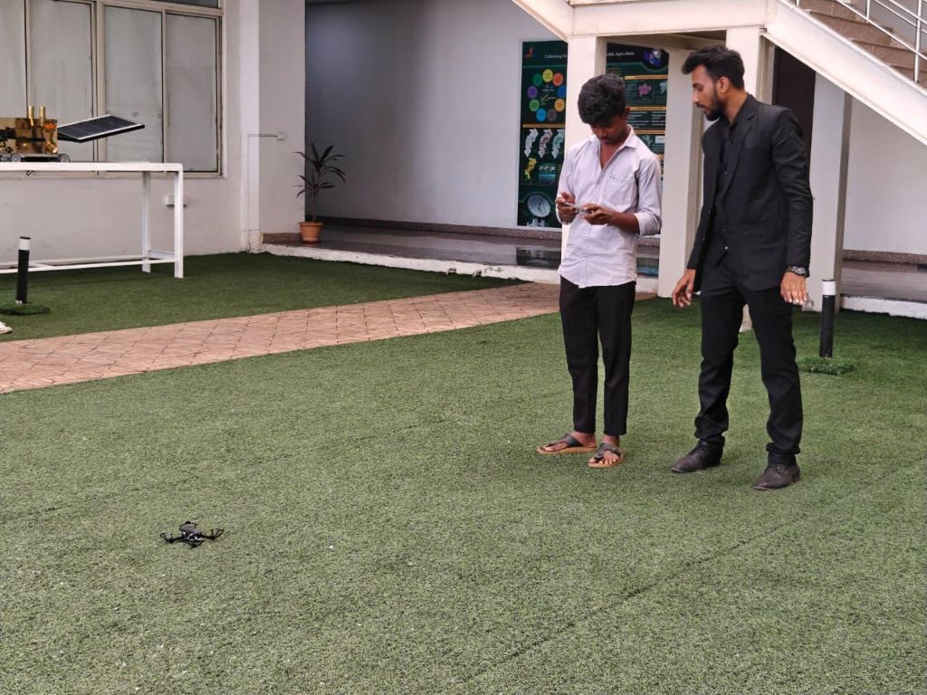 FLYQ drone flight demo on turf